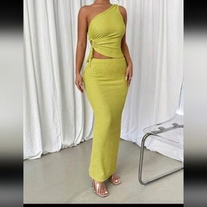 Shein Green Top And Skirt Set